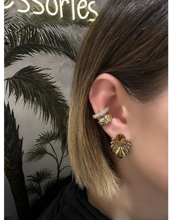 Vintage Taşlı Burgu Küpe