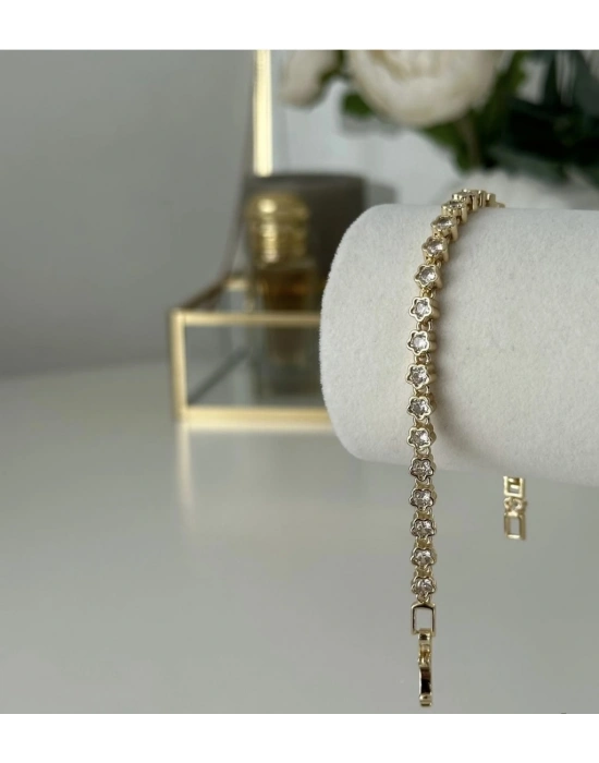 Taşlı Yıldız Altım Kaplama Bileklik