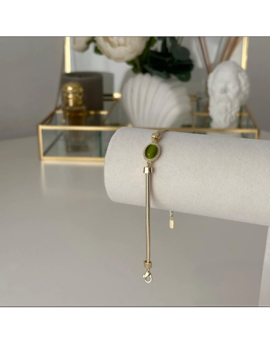 Oval Plaka Altın Kaplama Bileklik