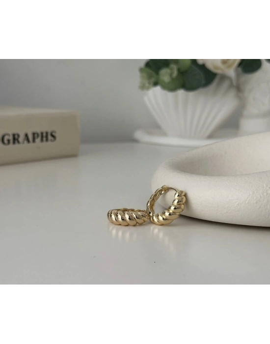 Burgu Altın Kaplama Halka Küpe