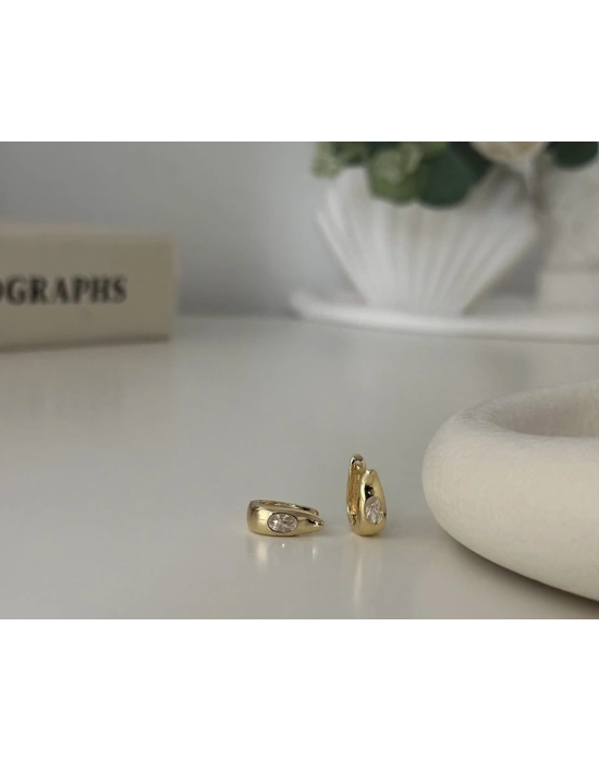 Taşlı Minimal Sepet Küpe