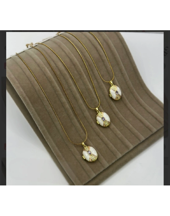 Tasarım Mineli Çerçeve Açılabilir Kolye