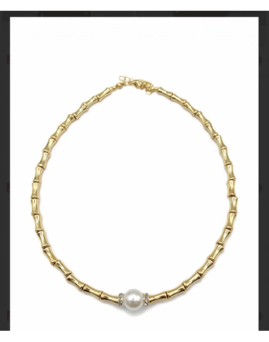 Gold İnci Taşlı Kolye