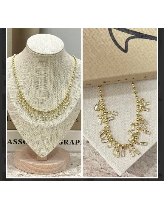 Altın Kaplama Taş Sallantılı Kolye