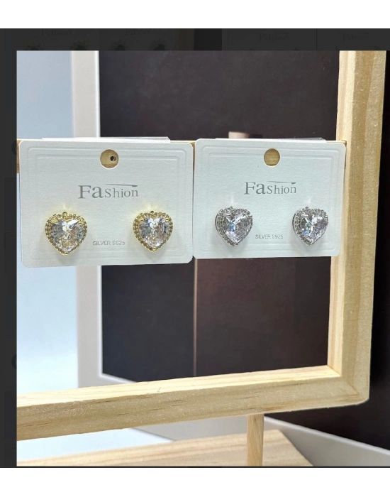 Özel Seri Kalp Model Taşlı Küpe