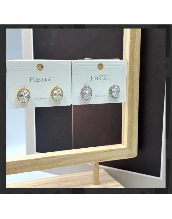 Özel Seri Oval Taş Model Küpe