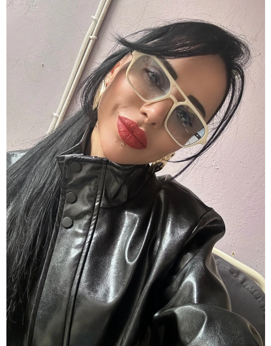 Krem Kemik Model UV Cam Gözlük