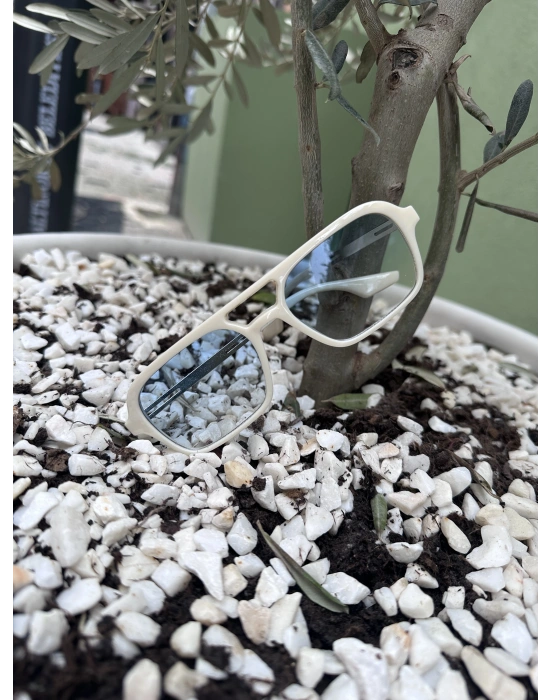 Krem Kemik Model UV Cam Gözlük