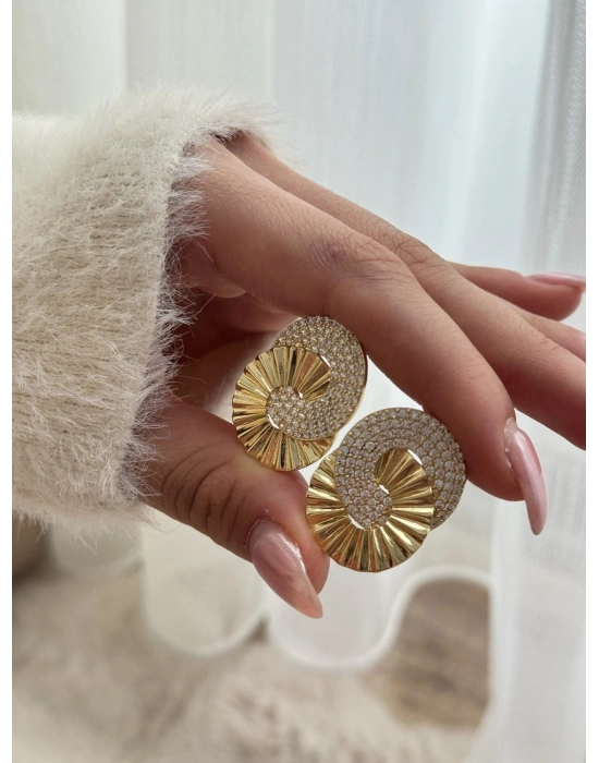 Zirkon Taş Plaka Vip Küpe