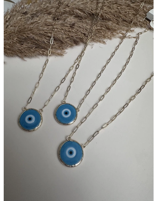 Açık Mavi Cam Nazar Kolye