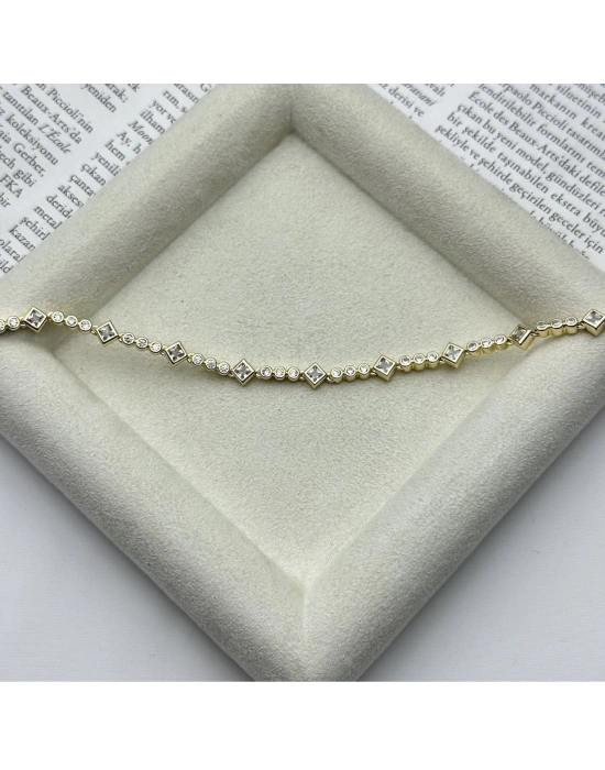 Altın kaplama Asimetrik Taşlı Bileklik