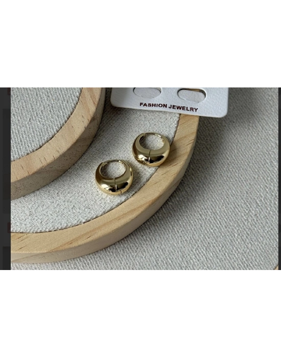 Altın Kaplama Bombeli Halka Küpe