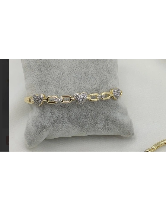 Altın Kaplama Kalpli Kelepçe Bileklik