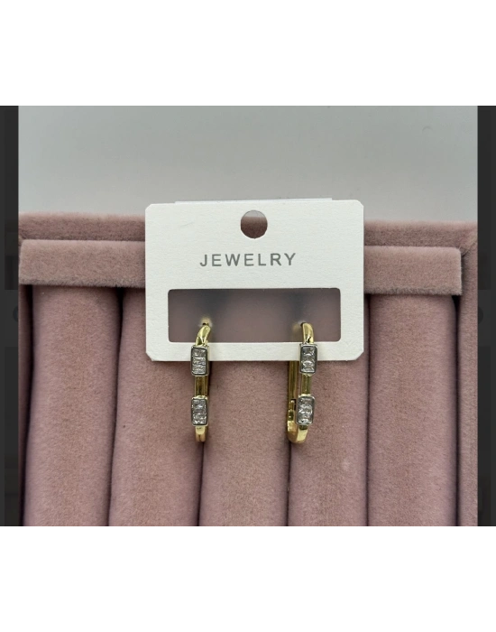 Altın Kaplama Tasarım Taşlı Vip Küpe