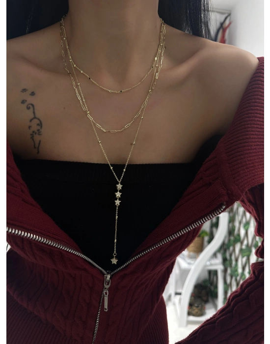 Altın Kaplama Tasarım Vip Seri Çoklu Kolye