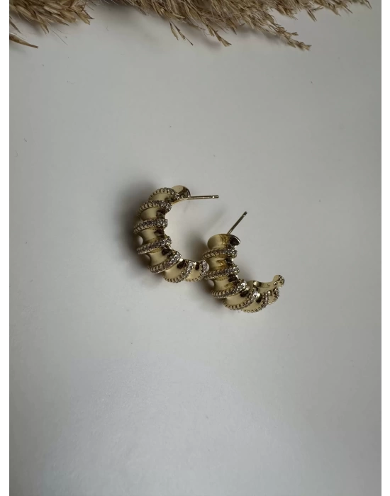 Altın Kaplama Taşlı 14K küpe