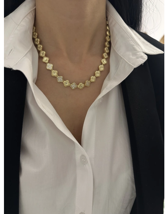 Altın Kaplama Taşlı Kolye