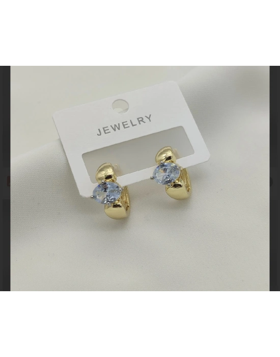 Altın Kaplama Taşlı Özel Seri Halka Küpe