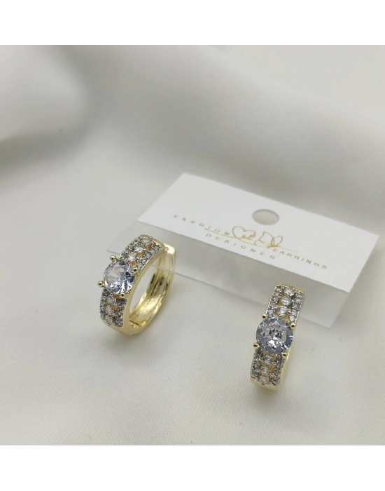 Altın Kaplama Vip Seri Taşlı Halka Küpe