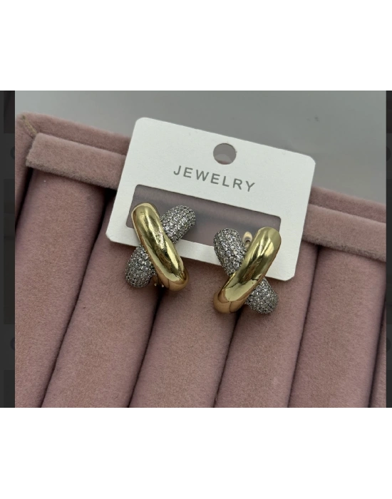 Altın Kaplama X Model Tasarım Küpe