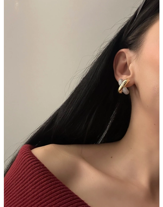 Altın Kaplama X Model Tasarım Küpe