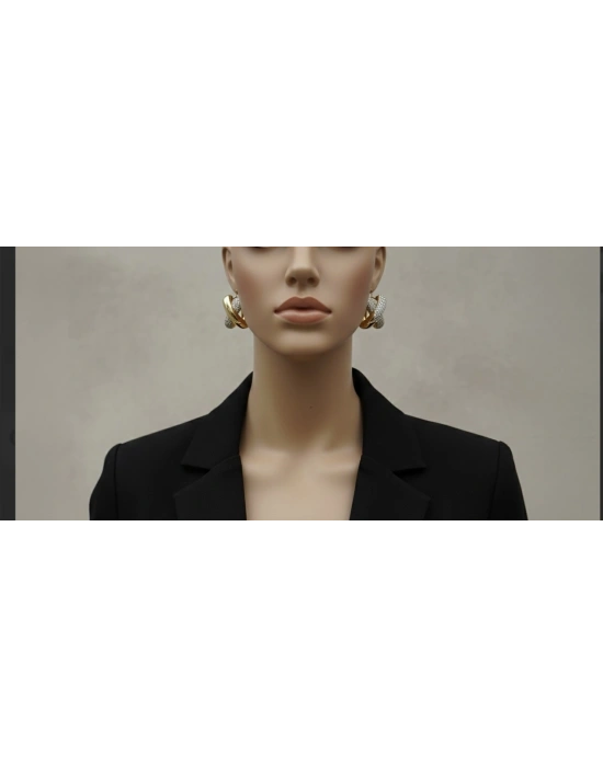 Altın Kaplama X Model Tasarım Küpe