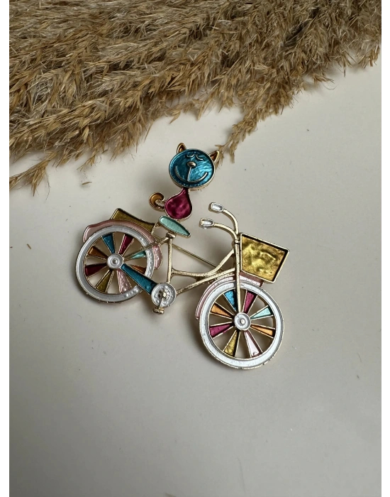 Bisiklet Kedi Broş