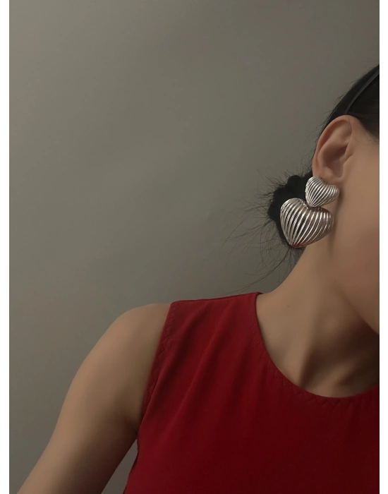 Bombe Plaka Tasarım Kalp Küpe