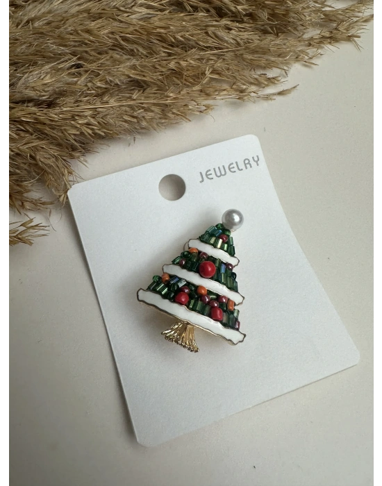 Boncuk İşlemeli Yeni yıl Ağaç Broş