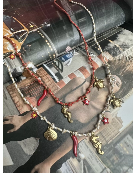Çelik Charm Deniz Atı Figür Kolye