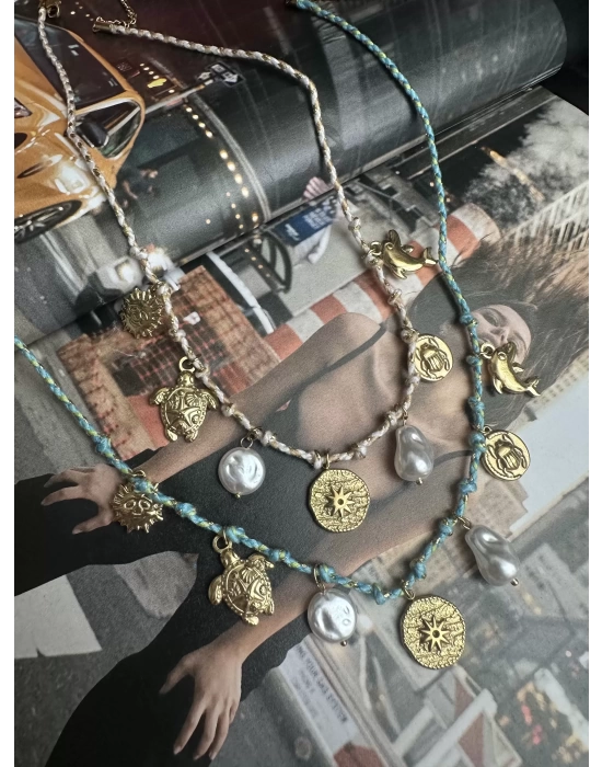 Çelik Charm İp Tasarım Kolye