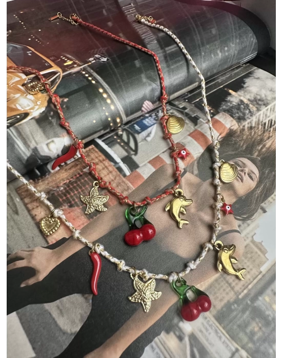 Charm Kiraz Çelik Kolye