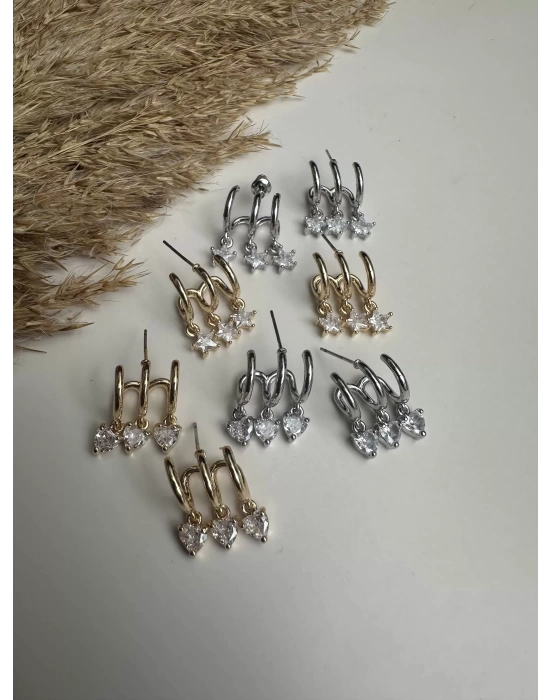 Çoklu Halka Görünüm Figür Sallantılı Küpe