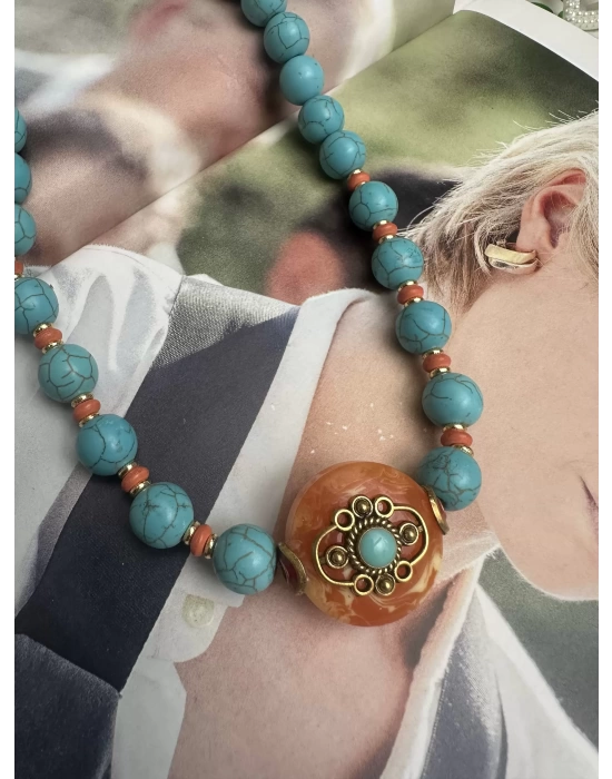 Doğal Taş Vintage Kolye