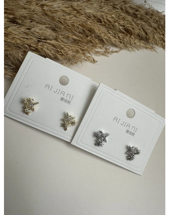 Gümüş Kaplama Kuzey Yıldızı Minimal Küpe