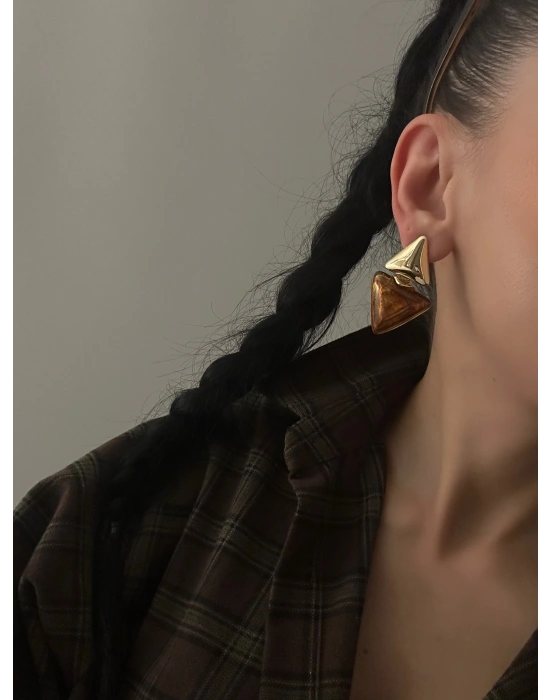 Hareli Üçgen Model Küpe