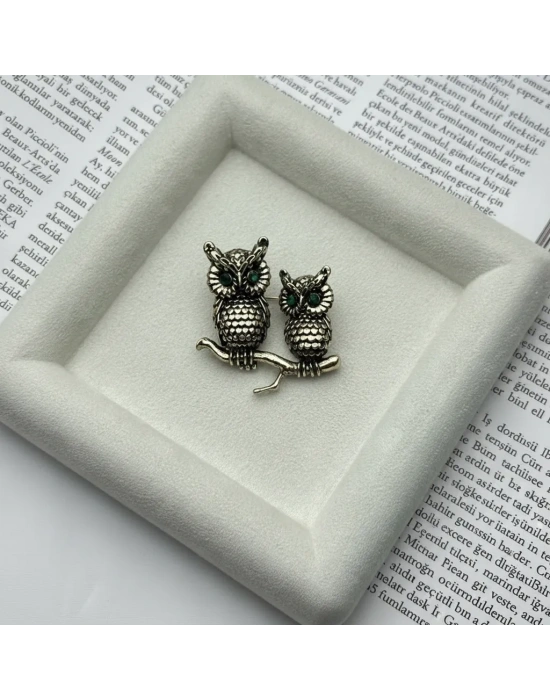 İkili Baykuş Broş