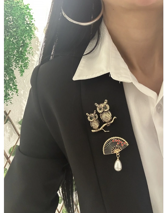 İkili Baykuş Broş