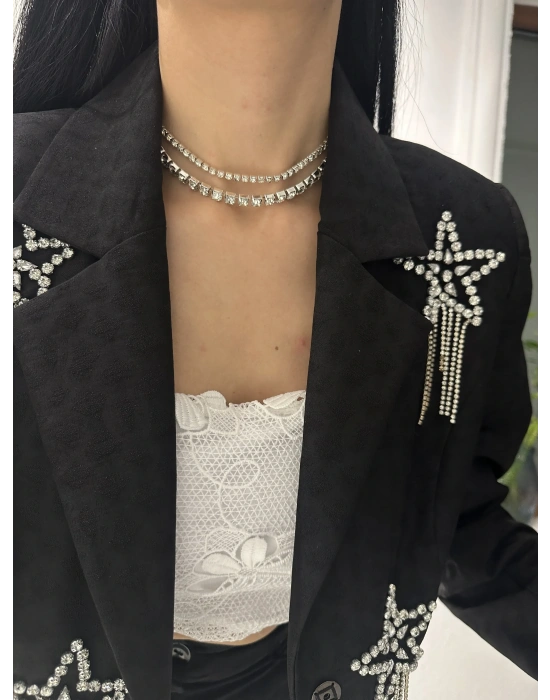 İkili Su Yolu Choker Kolye