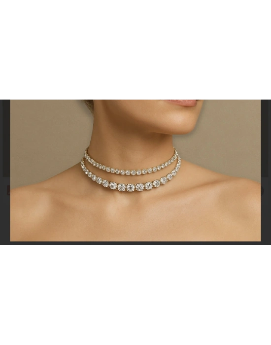 İkili Su Yolu Choker Kolye