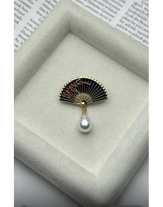 İnci Sallantılı Vintage Broş