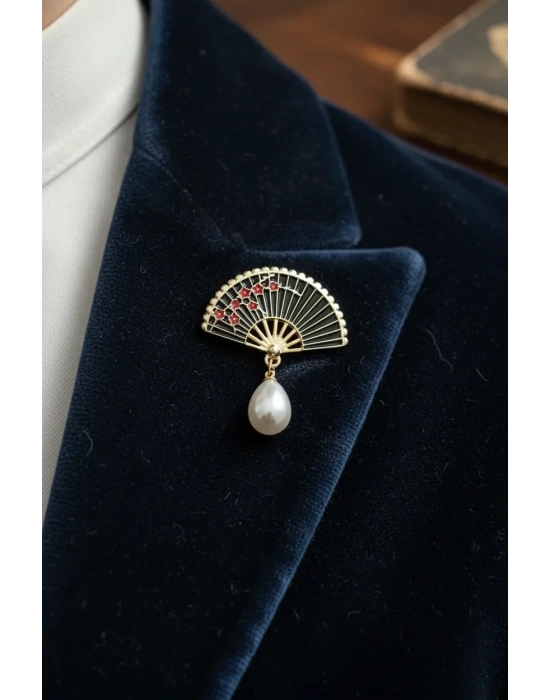 İnci Sallantılı Vintage Broş