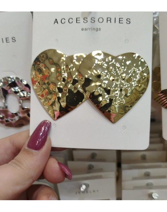 Kalp Tasarım Plaka Küpe