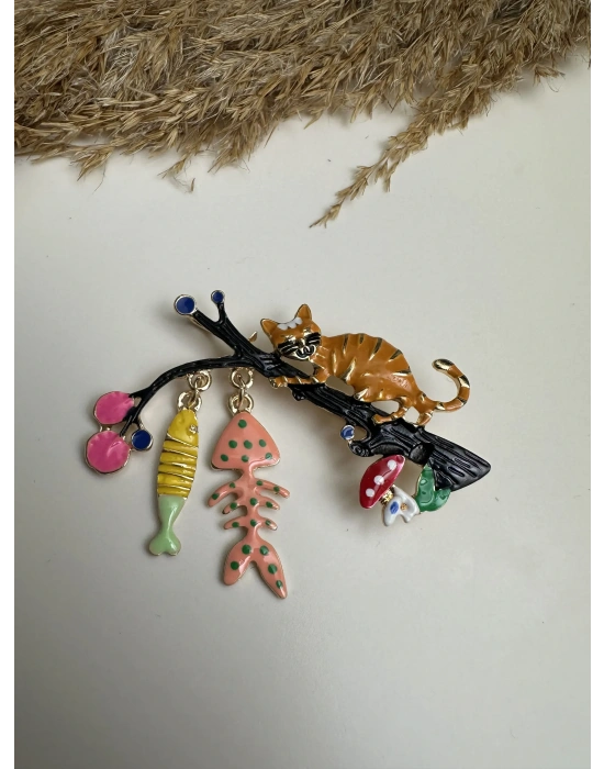 Kedili Tasarım Broş