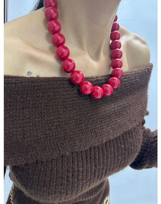 Kırmızı Top Kolye