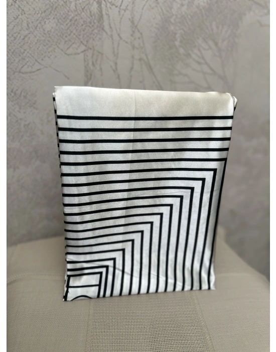 Krem Siyah Çizgili Fular 90*90