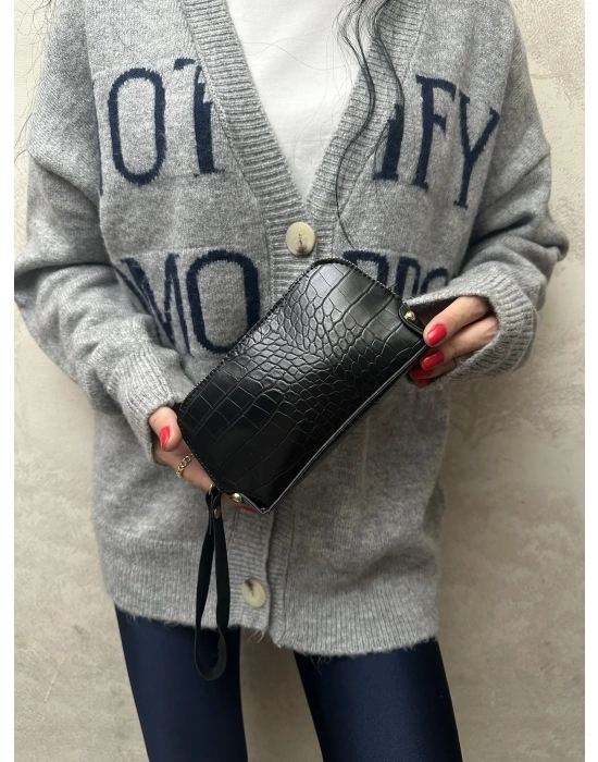 Kroko Model Mini Çanta Cüzdan