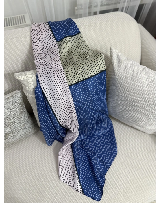 Mavi Geo Şal Fular 90*90