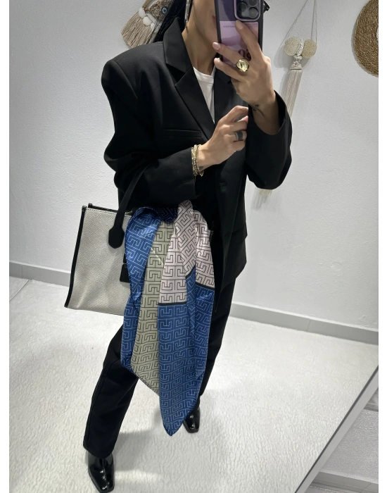 Mavi Geo Şal Fular 90*90