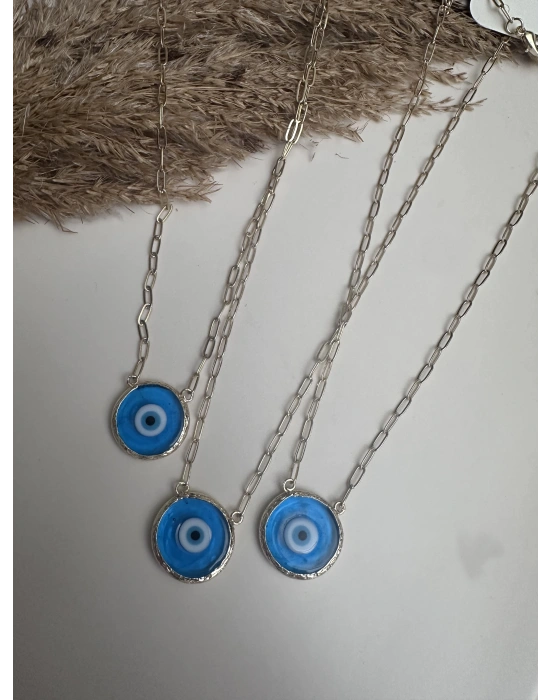 Mavi Nazar cam Kolye